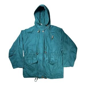 Vintage Express Parka Coat Men M Cinched Waist Cotton Shell Flannel 80s 90s